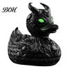 Sculpture Résine Durable Diable Squelette Canard Ornement Gothique, Figurine Noir Mat, Cadeaux Stylés pour Amateurs Gothiques Yeux Verts Horreur Ornement Décoratif