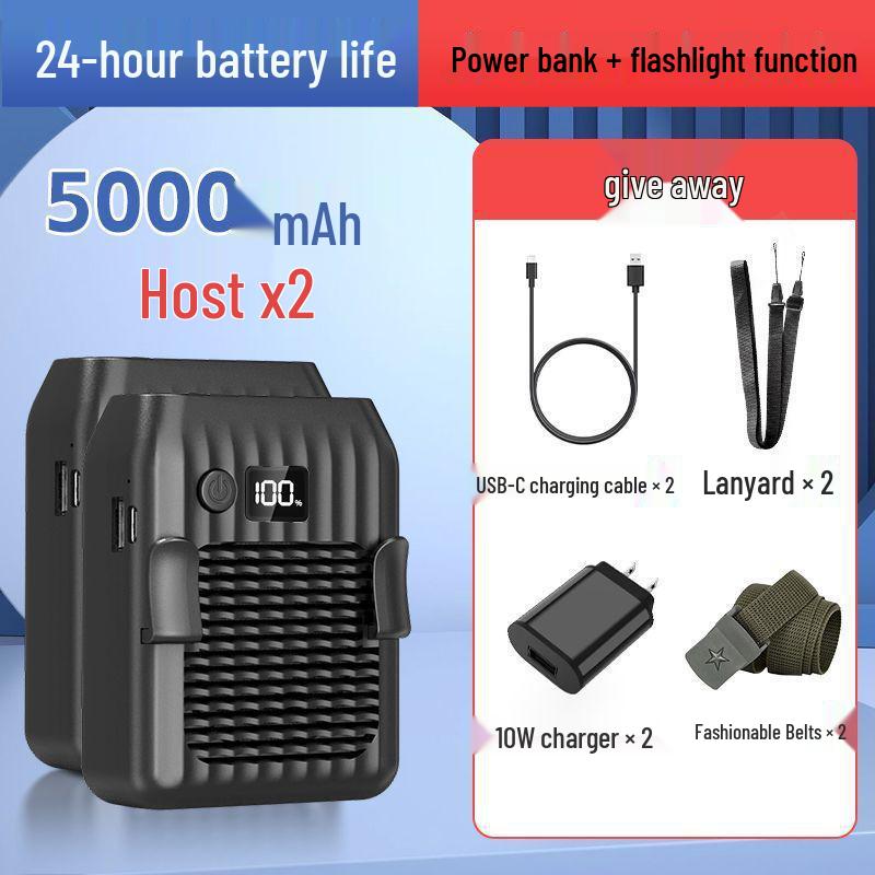 Y1L Waist & Handheld USB Portable Fan: Strong Wind Cooling for Outdoor, Food Delivery, Construction