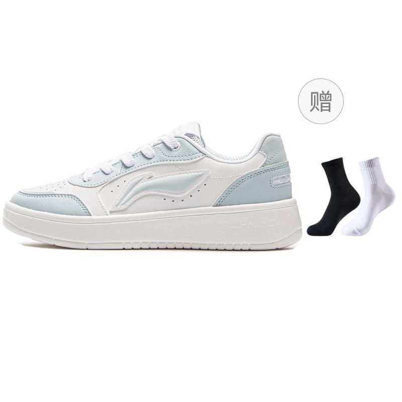 Li Ning Sycee Pure Abrasion Resistant Lightweight Breathable Low Top Skateboard Shoes Women's White Blue AGCV148-4