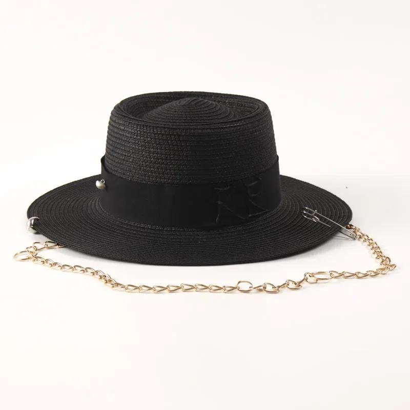 Zomer Strooien Hoeden voor Dames Lint Decoratie Elegante Dames Feestjurk Hoeden Reizen Strand Zon Hoed Chapeau Femme
