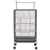 Bird Cage, 460 x 460 x 770 mm, Open Flat Top, Wrought Iron Bird Flight Cage with Perches, Slide-Out Tray and Plastic Feeders, Casters, for Parrot,