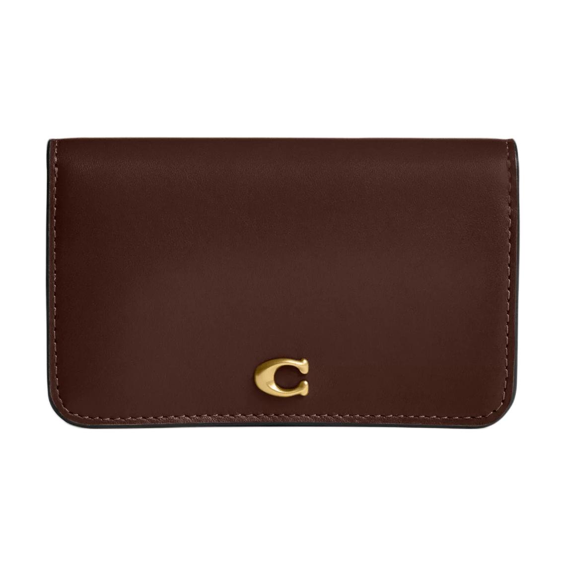 Coach 13 Brand Logo Metal Accessories Leather Card Holder Women Card Holder Maple-Brown CR990-B4MPL Maple Brown