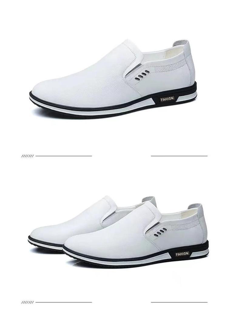 Summer 2025 Men's Lightweight Slip-On Leather Shoes - Soft-Sole, Hollow-Out Casual Low-Tops