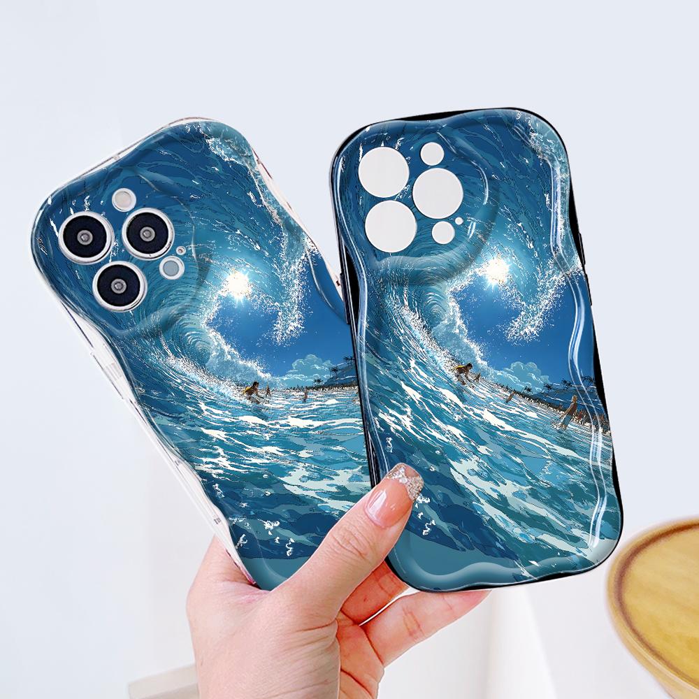 Roztomilý kreslený vzor s krémovou texturou Pouzdro s měkkým silikonovým zvlněným okrajem pro Samsung