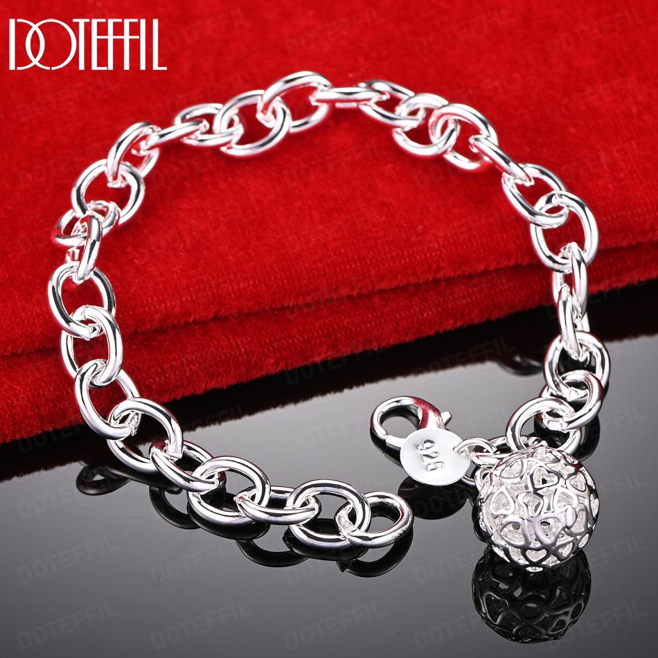 925 Sterling Silver Charm Ball Bracelet Wedding Gift Jewelry
