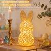 3D Printing Easter Rabbit Nightlight Creative Hollow Out Bunny Figurine Table Lamp for Spring Indoor Home Festival Decorations