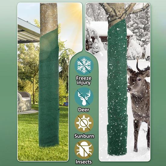 Tree Protector Wrap 49 Ft/66 Ft Heavy-Duty Breathable Trunk Bark Guard Winter Freeze Protection Wrap Cold-Proof Cloth for Young Trees Plants Shrub