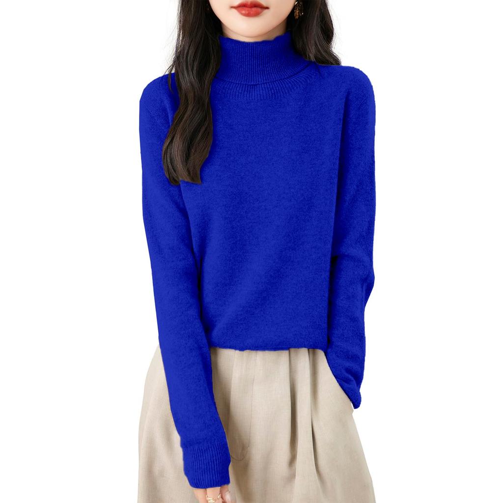 Women's Fashion Turtleneck Pullover Long Sleeve Loose Bottom Knit Sweater