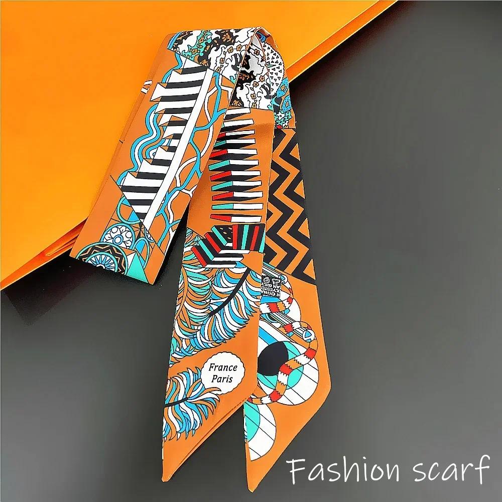 1PC Korean Summer Luxurious Check Female Decoration Twill Long Ribbon Binding Bag Silk Ribbon Hair Belt Hot Selling Small Scarf