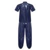 S-3XL Men Waterproof Tracksuit Short Sleeve Front Button Lapel T-Shirt with Elastic Waistband Jogging Pants for Sauna Sweat Rainwear