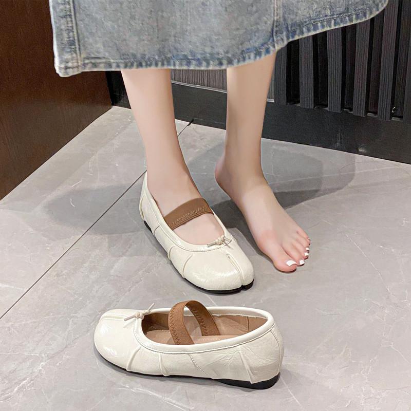 

Модные балетки в стиле Мэри Джейн с высотой внутренней платформы 4 см, с раздельным носком, женские туфли-лодочки, модные кожаные плиссированные туфли Мэри Джейн, весенне-летние лоферы таби 43