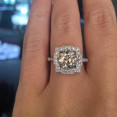 Trendy Geometric Shaped Women's Rings with Brilliant Cubic Zirconia Gorgeous Wedding Rings for Bridal Jewelry