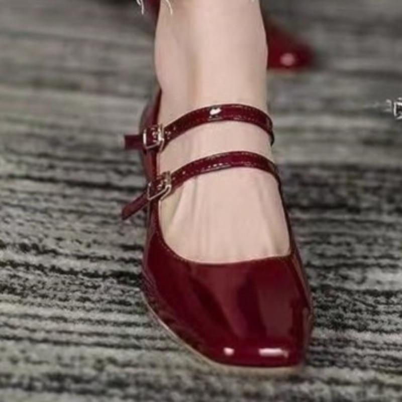 Francouzské retro dvoutónové jednobarevné boty ležérní se sukní univerzální vysoké podpatky 2025 denní lakované dámské boty Mary Jane