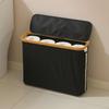 1Pc Bamboo Toilet Paper Holder With Lid - Self-Contained Bathroom Organizer With Handle, Enclosed Tissue Storage Box