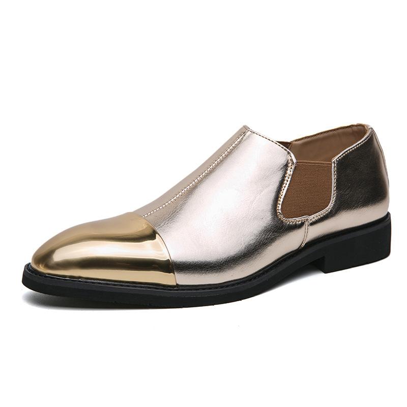 

Large size Chelsea gold boots men s size 38-46 pointed handsome generous lacquered leather shoes 38 золотой