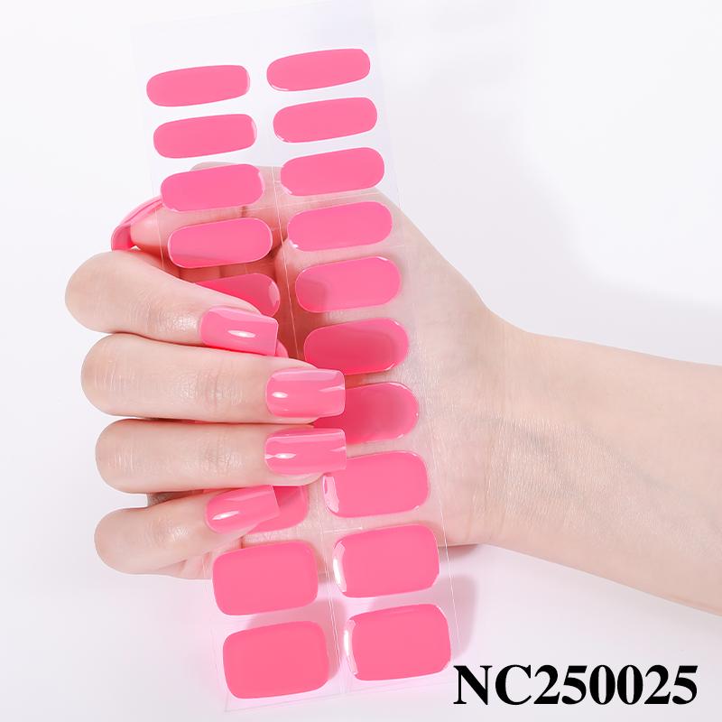Hot Sell Custom Logo HEMA-Free Gel Polish Nail Stickers New Solid Color Styles Semi Cured Gel Nail Wraps 20 Gel Nail Strips