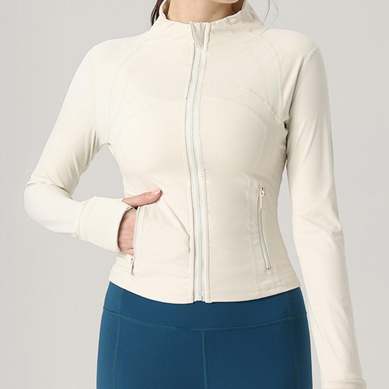 Sports cardigan women's nude fitness clothes stand-up collar long-sleeved jacket shapewear running tights slim yoga clothes