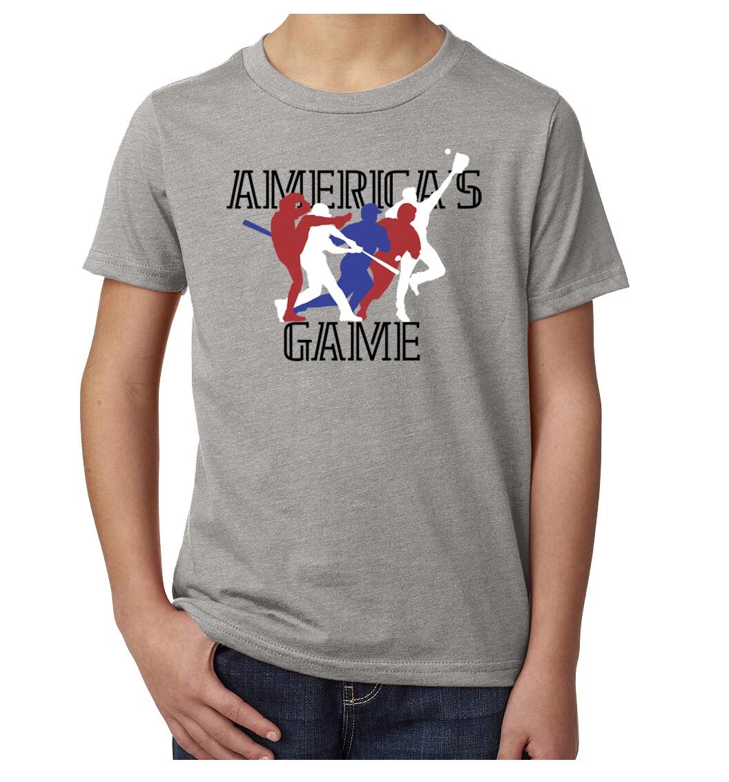 Americas Game Baseball T-Shirt for Youth, Graphic Tees, Cool Baseball Shirts M