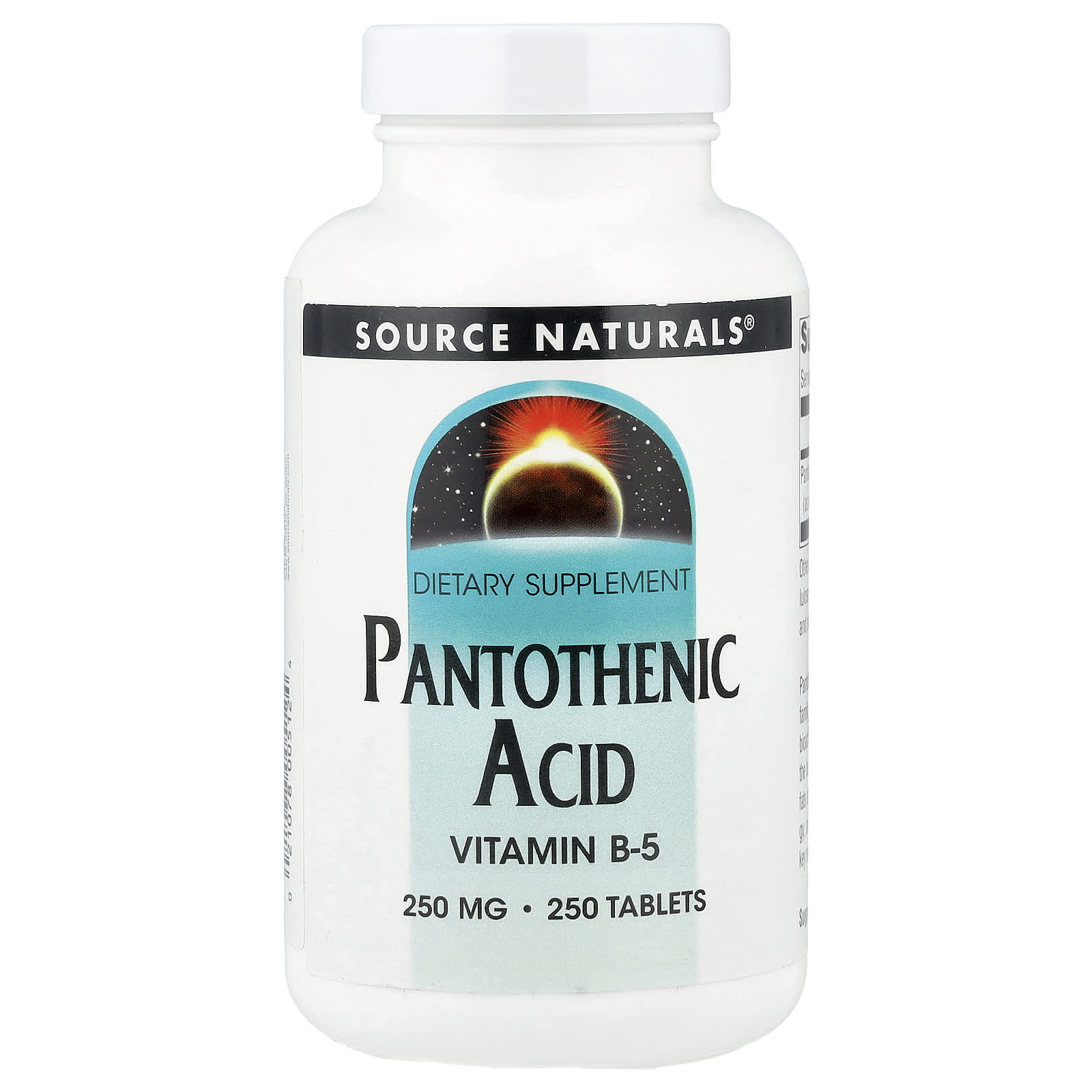 

Pantothenic Acid, Vitamin B-5, 250 Mg, 250 Tablets