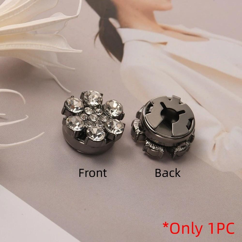 Brass Base Flower Sleeve Button Rhinestone Button Cover Clip  Suit Accessories