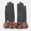 Thick Fabric Gloves with Leopard Print Faux Fur Women