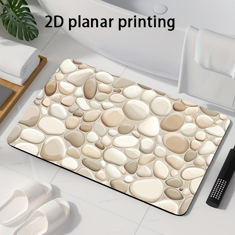 Natural Pebble Texture Bathroom Mat Beige Bathroom Mat Non-Slip Quick-Dry Entrance Kitchen Entryway Door Mat Home Decorati
