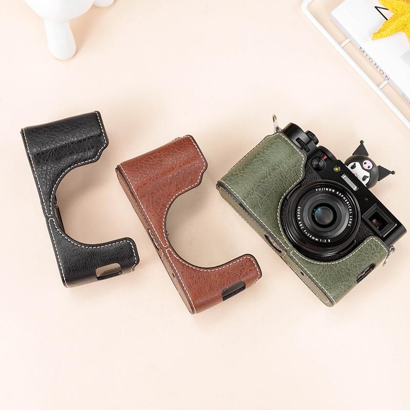 PU Leather Camera Case Fujifilm X100V - Slim Single Shoulder Bag With Arc Strap Neutral Style Men Women