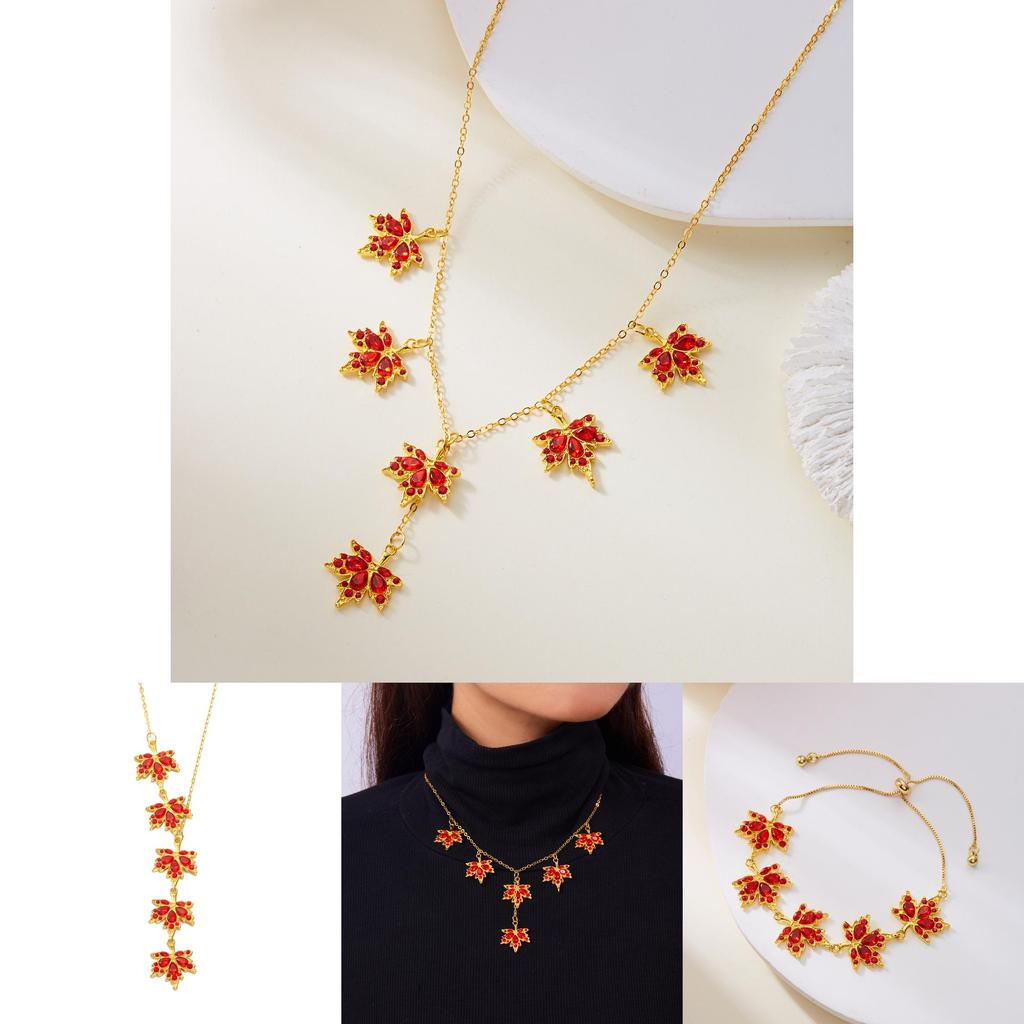 Fall Maple Leaf Pendant Necklace With Alloy Leaf Shape And Electroplated Finish For Stylish Wear