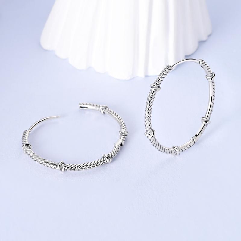 925 Sterling Silver Earrings Women Sparkling Knot Snake Bone Pattern Hoop Earring For Anniversary Wedding Jewelry GiftsGood product