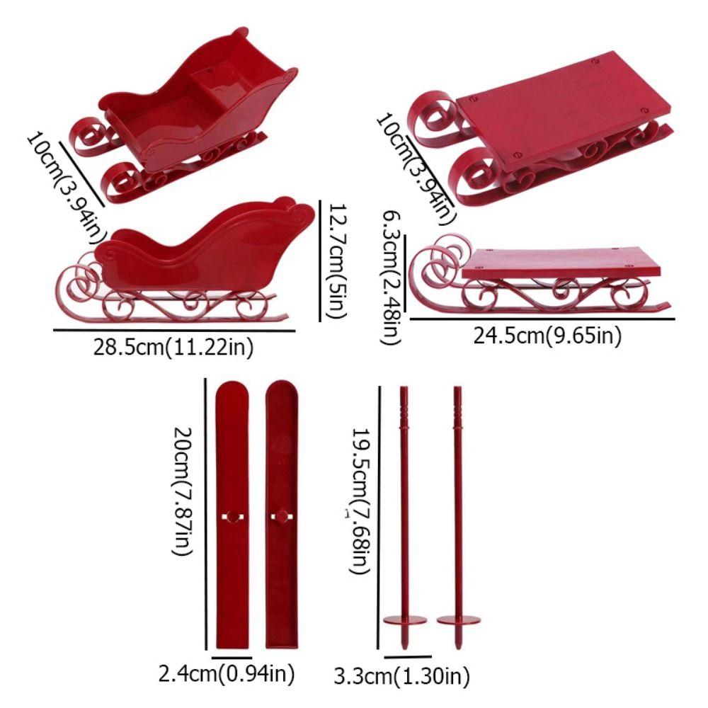 4pcs/set Removable Xmas Santa Sleigh Statue Plastic Christmas Scooter Ornament  Fairy Garden