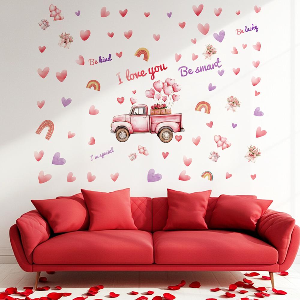 1set Translucent PVC Self Adhesive Wall Stickers Waterproof Animal Print Decals for Home Living Room Bedroom Wall Decoration Heart