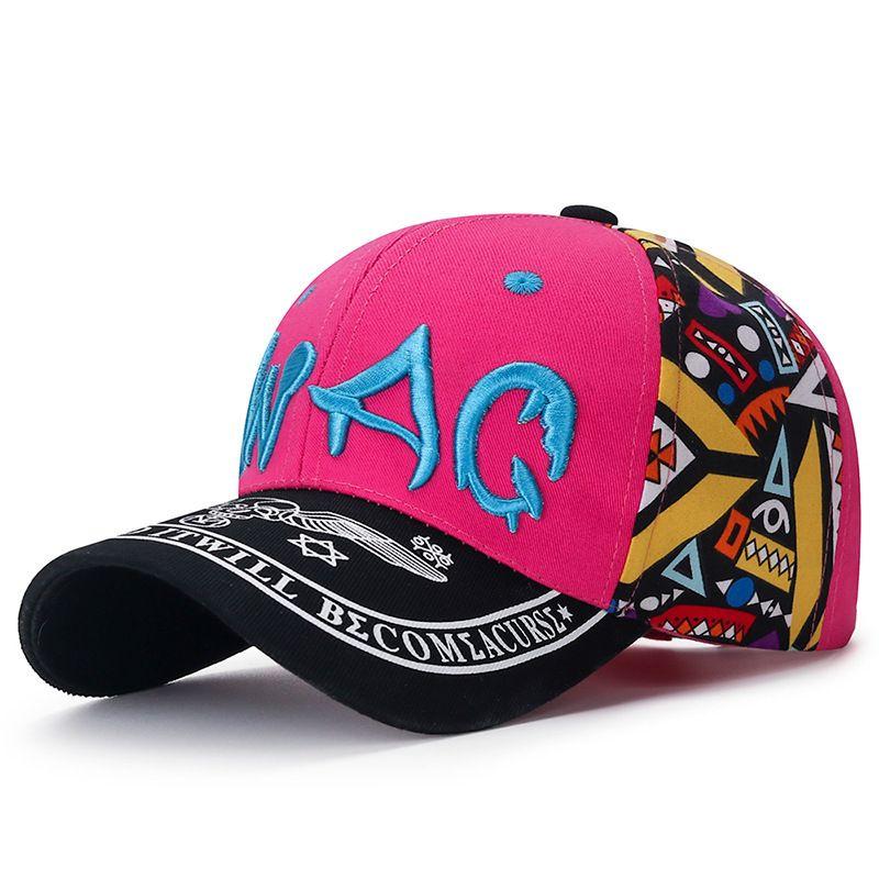 

Outdoor Sun Hat Print Peaked Cap Letters Embroider Men and Women K-style Sun Hat Casual Sports Baseball Cap Rose Red All yards