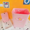 Cartoon Card Captor Sakura Pink Plastic Waste Bin With Lid Kitchen Household Cute Large Ashbin Bucket Creative Pressed Trash Can