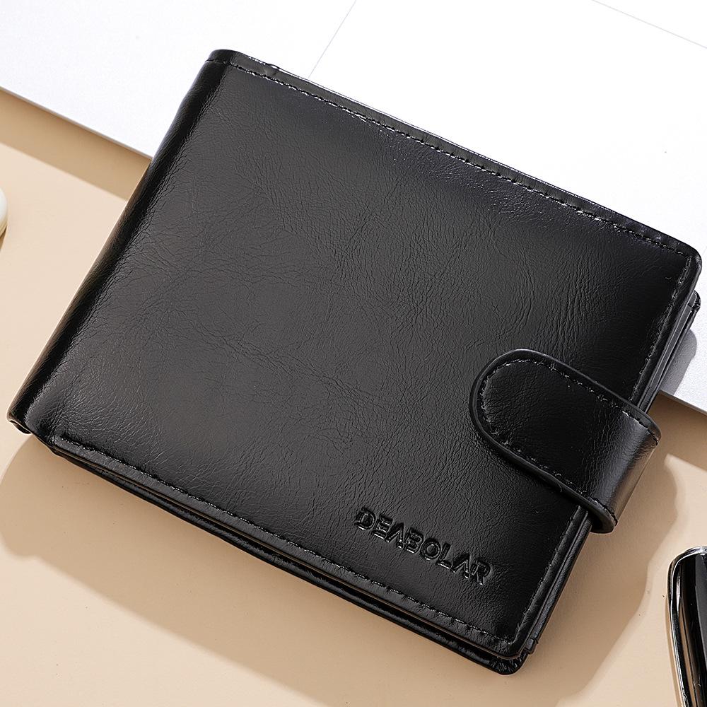 Men's Casual PU Leather Snap Wallet - Retro Coin Purse and Multi-Functional Design