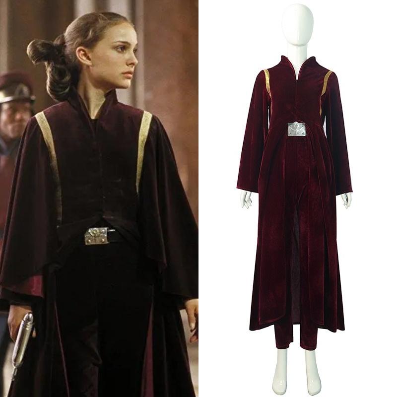 Costume Padme Cosplay Amidala Pleuche Material Coat Pants Belt Suit
