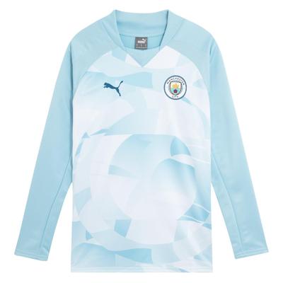 Tricou de trening cu mânecă lungă Manchester City Prematch Bărbați Topuri Gri-argintiu Albastru-lac 774371-01