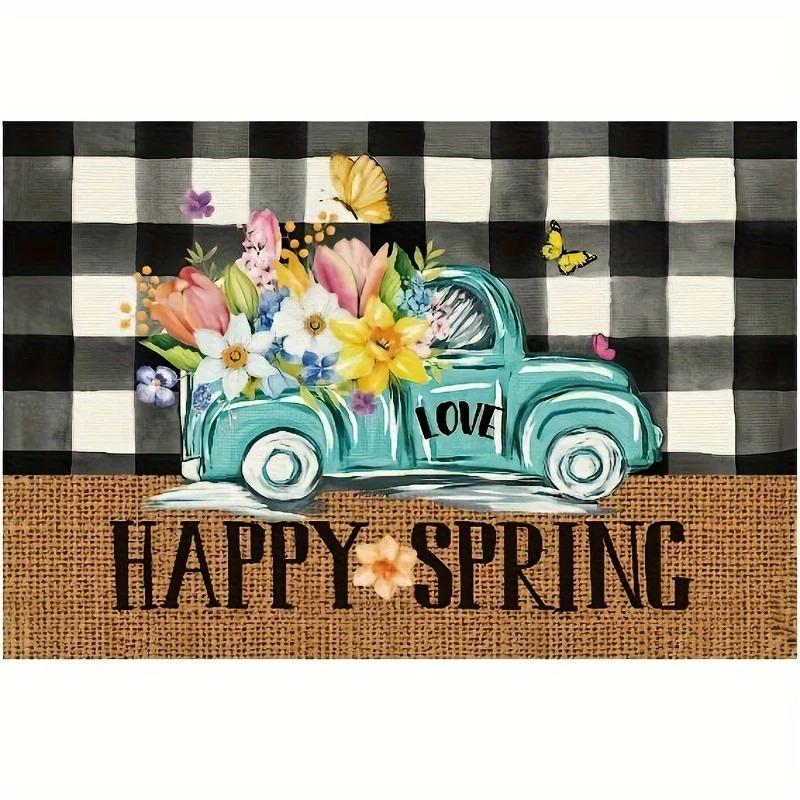 1PC Placemats Square Love Heart Buffalo Plaid Gnome Pattern Table Pads Happy Valentine's Day Theme Romantic Table Decoration