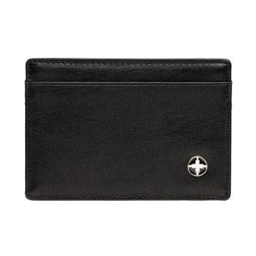 Pertemba Fr - Apparel Men's Black Swiss Peak Rfid Blocking Card Holder One 0.3Cm