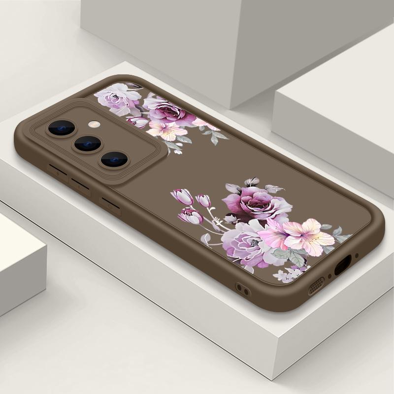 

Мягкий чехол для телефона из ТПУ с фиолетовым цветочным принтом для Samsung S25 Plus S24 FE S23 Ultra S22 A16 A15 A55 A56 A36 A35 A06 A05 A34, матовый противоударный чехол-бампер Samsung A15 кофейный