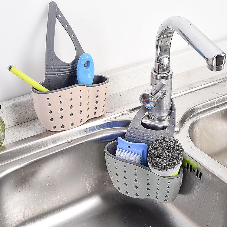 Double-Layer Sink Sponge Organizer and Hanging Drain Basket