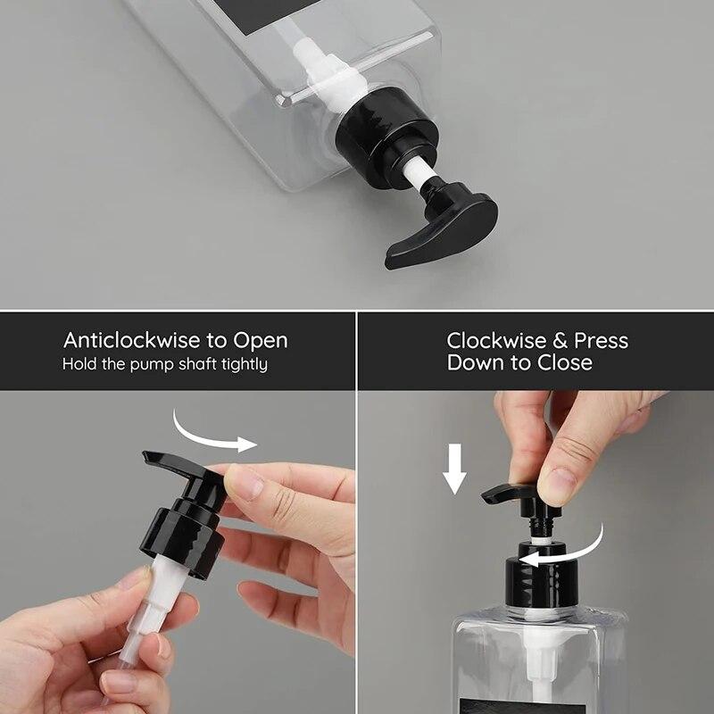 Yeeco Dispenser A Pompa Trasparenti 3 Pezzi 800ml - Flaconi Ricaricabili Per Shampoo, Balsamo E Sapone, Con Etichette, Per Bagno E Cucina