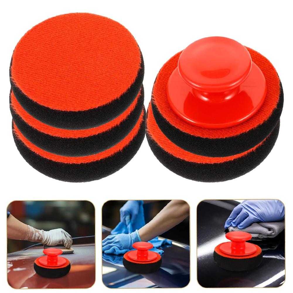 Car Polishing Waxing Sponge Brush Wheel Tire Paint Cleaning Applicator Pad Soft Foam Round Shaped Truck Motor Auto Detail Tool