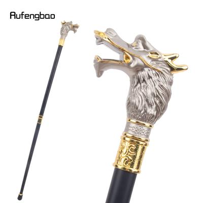 Bastón de lujo con cabeza de dragón, blanco opaco y negro, moderno y decorativo, para caballero, elegante bastón de cosplay, 93 cm
