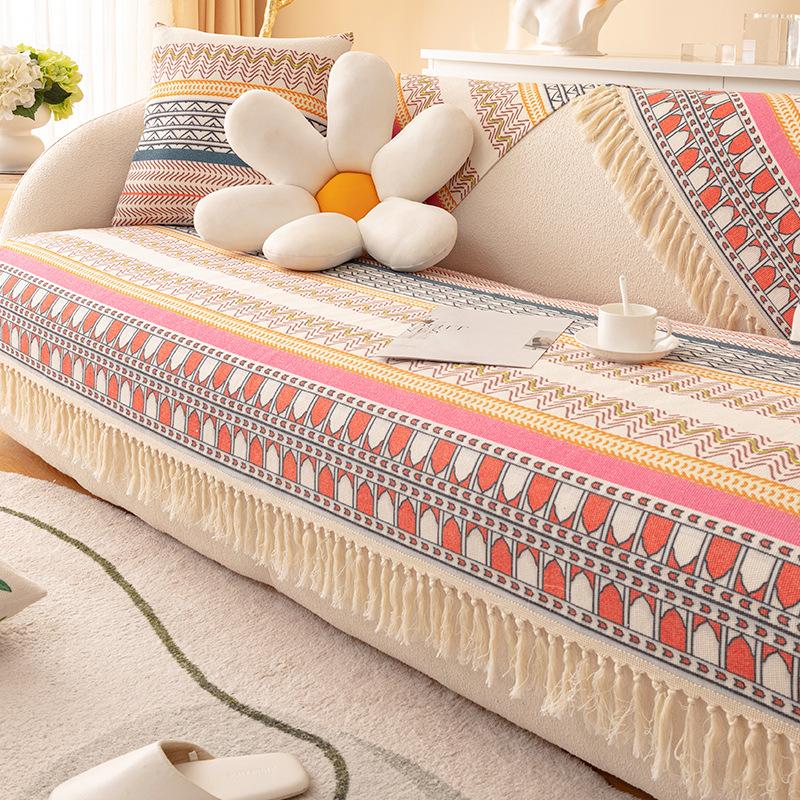 Cotton And Linen Sofa Cushion Four-Season Universal Non-Slip Seat Cushion Light Luxury Simple Sofa Cover Cloth Backrest Sofa Cover