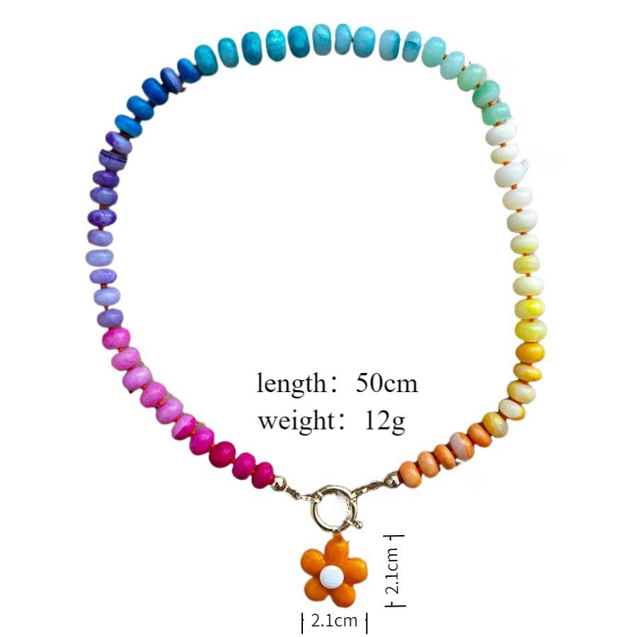 Yori Ins Blogger Empfohlen Handgefertigter Perlenanhänger und Buntes Perlenhalsband Sommer Strand Dopamin Schmuck 2025 Neu