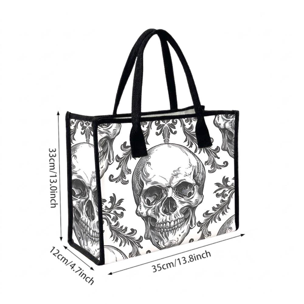 Gothic Skull Pattern Tote Bag Daily Use Shoulder Bag