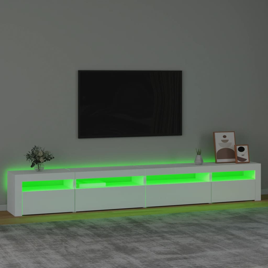 vidaXL TV Cabinet with LED Lights White 270x35x40 Cm