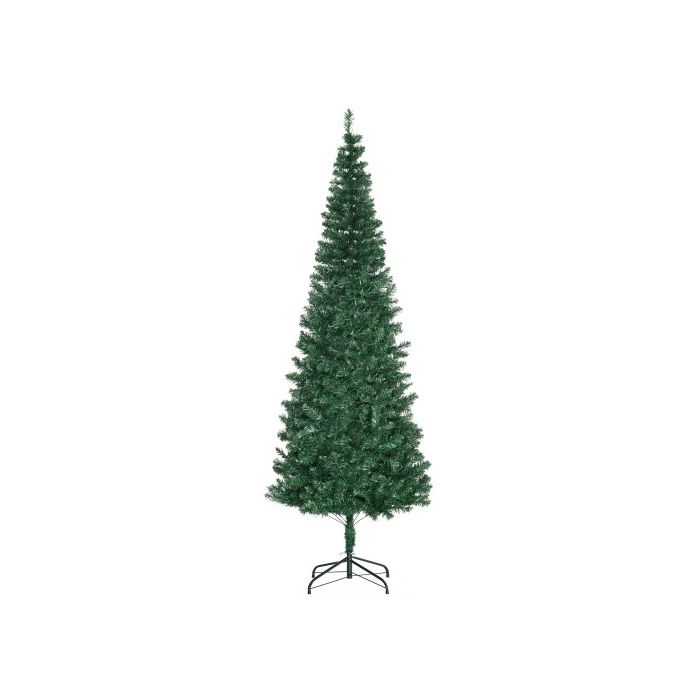 HOMCOM Sapin de Noël 2,1 m Sapin artificiel démontable avec support 631 branches PVC vert Ø81 cm pour décoration festive