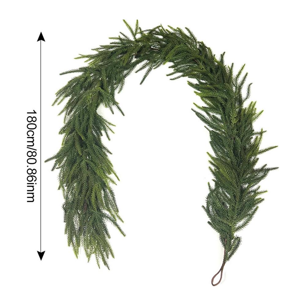 Christmas Norfolk Pine Dense Garland Artificial Greenery Real Touch Garland for Holiday Mantle Fireplace Table Home Decorations