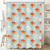 Goldfish Pattern Shower Curtain Blue White Colorful Bath Decor Watercolor Print Washable Fabric Decoration Home Waterproof Showe